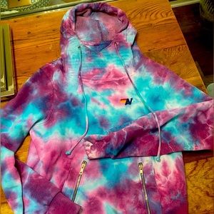 Aviator Nation Ninja Hoodie - blue and purple tie dye